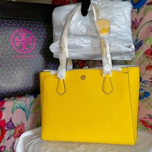 Tory Burch Robinson Small Tote Bag Lemon Drop 🍋
